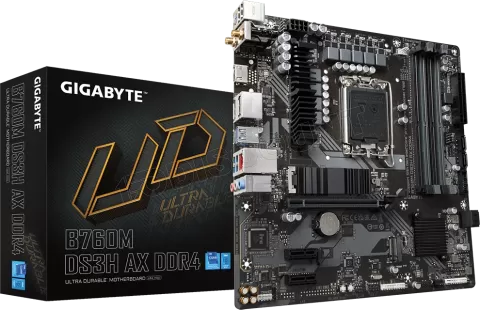 Photo de Carte Mère Gigabyte B760M DS3H AX DDR4 (Intel LGA 1700) Micro ATX