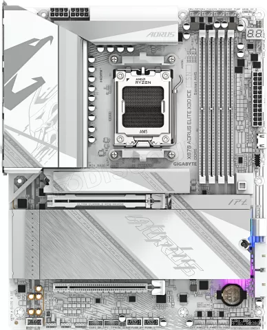 Photo de Carte Mère Gigabyte X870 Aorus Elite X3D Ice (AMD AM5)