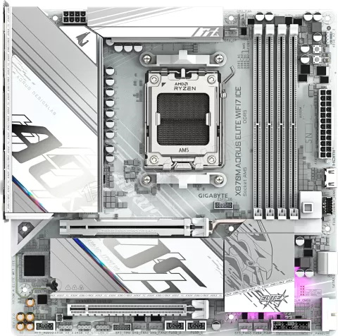 Photo de Carte mère Gigabyte X870M Aorus Elite WiFi7 Ice (AM5) Micro ATX