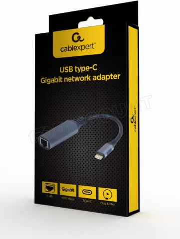 Photo de Carte Réseau CableXpert USB-C 3.1 vers RJ45