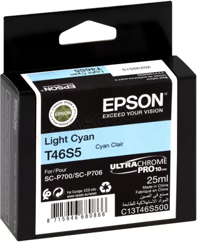 Photo de Cartouche d'encre Epson EcoTank UltraChrome Pro 10 T46S5 25ml (Cyan clair)