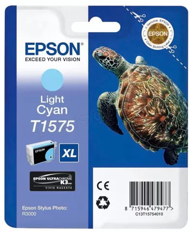 Photo de Cartouche d'encre Epson Tortue T1575 XL (Cyan clair)