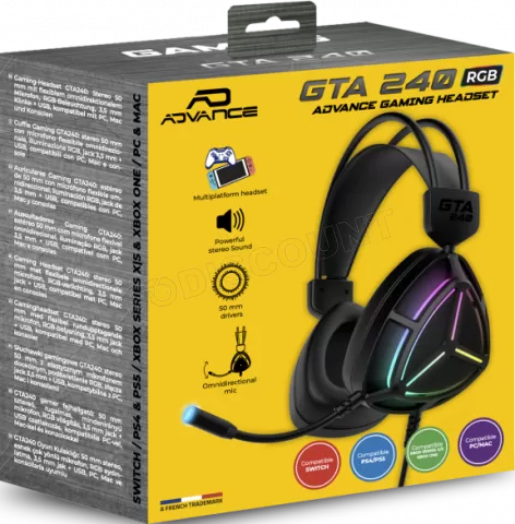 Photo de Casque Gamer filaire Advance GTA 240 RGB (Noir)