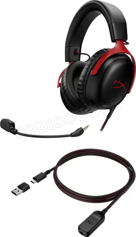 Photo de Casque Gamer filaire HyperX Cloud III (Noir/Rouge)