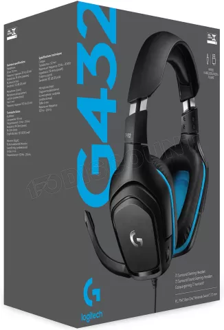 Photo de Casque Gamer filaire Logitech G432 (Noir/Bleu)