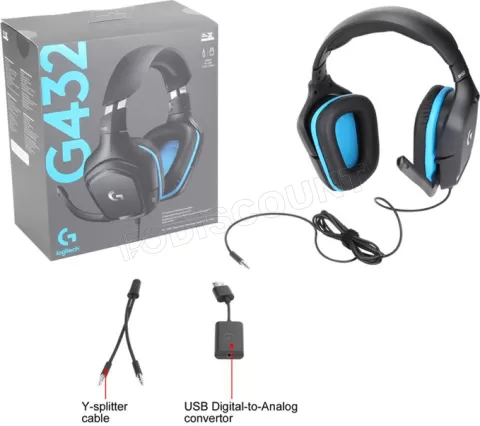 Photo de Casque Gamer filaire Logitech G432 (Noir/Bleu)