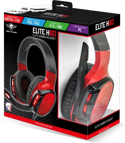 Photo de Casque Gamer filaire Spirit of Gamer Elite-H60 (Noir/Rouge)