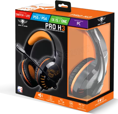 Photo de Casque Gamer filaire Spirit of Gamer Pro H3 (Noir/Orange)