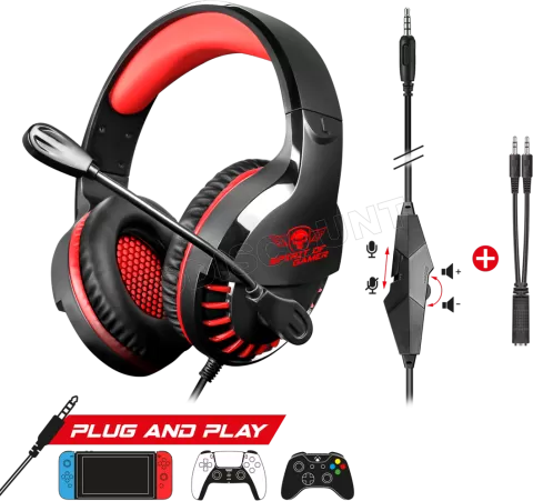 Photo de Casque Gamer filaire Spirit of Gamer Pro-H3 (Noir/Rouge)