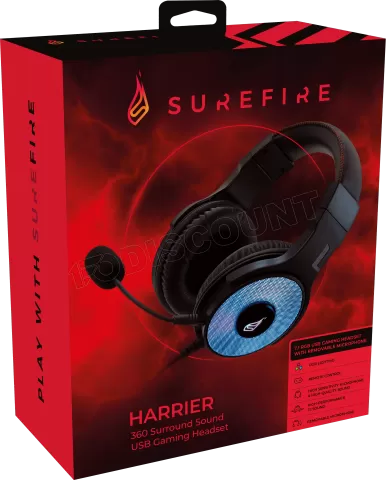 Photo de Casque Gamer filaire Verbatim SureFire Harrier 360 RGB (Noir)