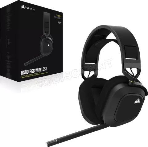 Photo de Casque Gamer sans fil Corsair HS80 RGB (Noir)