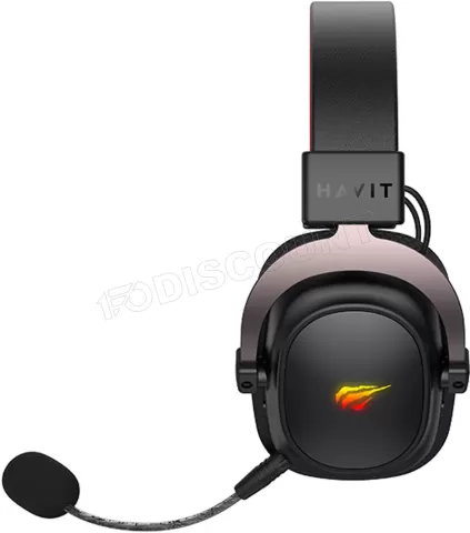 Photo de Casque Gamer sans fil Havit Fuxi H2002BG (Noir/Rouge)