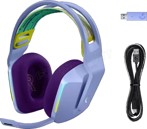 Photo de Casque Gamer sans fil Logitech G733 Lightspeed RGB (Violet)