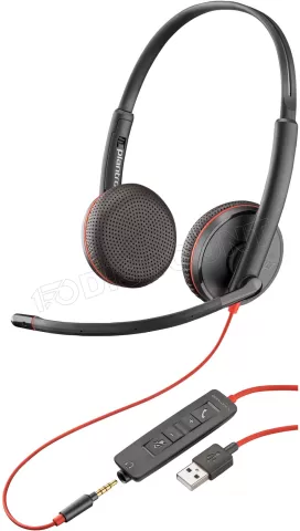 Photo de Casque Micro HP Poly Blackwire 3225 (Noir/Rouge)