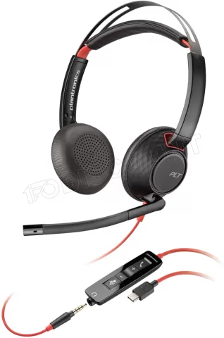 Photo de Casque Micro Plantronics Poly Blackwire C5220 (Noir/Rouge)