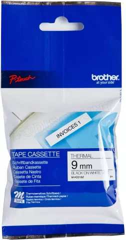 Photo de Cassette de Ruban Brother M-K221BZ 9mmx8m (Noir/Blanc)