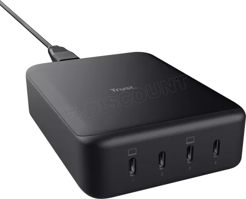 Photo de Chargeur de bureau Trust Maxo GaN 4 - 4x USB-C - 240W (Noir)