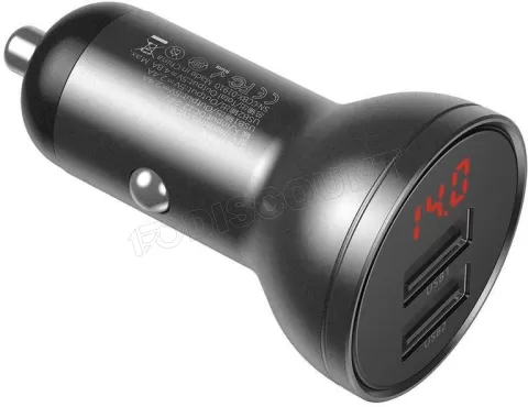 Photo de Chargeur de voiture Allume Cigare Baseus 2xUSB 24W Noir (2,4A)