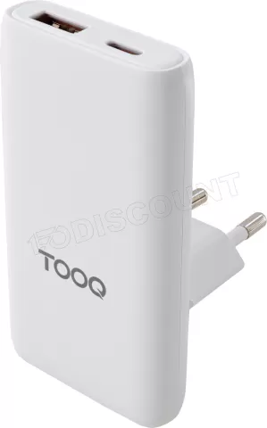 Photo de Chargeur de voyage Tooq GaN 1x USB-C + 1x USB-A  65W (Blanc)