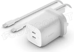 Photo de Chargeur secteur Belkin BoostCharge Pro - 2x USB-C 65W (Blanc)