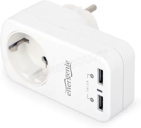 Photo de Chargeur secteur EnerGenie 2 ports USB-A (Blanc)