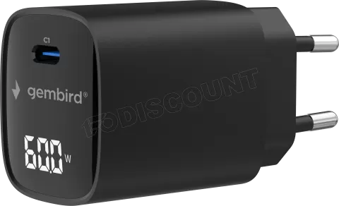 Photo de Chargeur secteur Gembird LCD 1x USB-C 60W (Noir)