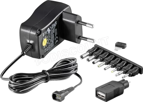 Photo de Chargeur secteur Goobay à tension variable (3-12V) 0,6A - 8 embouts