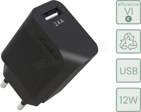 Photo de Chargeur secteur Green_e 1 port USB-C 12W avec cable 1,3m (Noir)