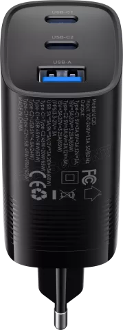 Photo de Chargeur secteur Havit UC20 - 2x USB-C + 1x USB-A 65W (Noir)