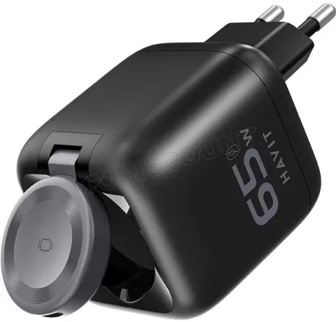 Photo de Chargeur secteur Havit UC252 - 1x USB-C + 1x USB-A 65W avec câble USB-C (Noir)