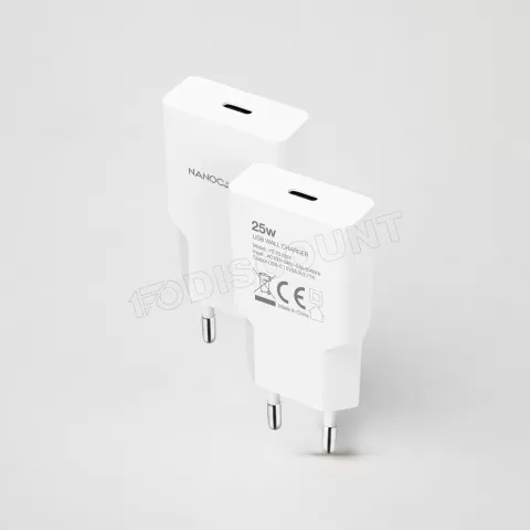 Photo de Chargeur secteur Nanocable 1x USB-C 25W (Blanc)