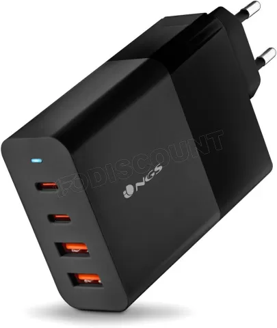 Photo de Chargeur secteur NGS Bud 2x USB-C + 2x USB-A 100W (Noir)