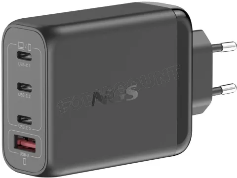 Photo de Chargeur secteur NGS Bud 3x USB-C + 1x USB-A 140W (Noir)