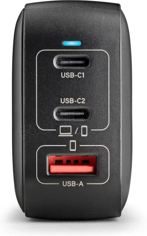 Photo de Chargeur secteur NGS Bud Tiny 2x USB-C + 1x USB-A 100W (Noir)
