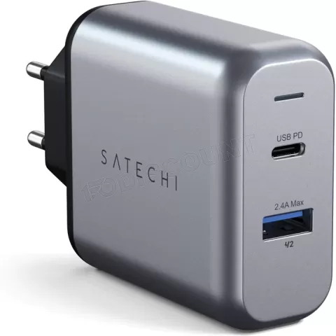 Photo de Chargeur secteur Satechi Dual 1x port USB-A + 1x port USB-C 30W (Gris)