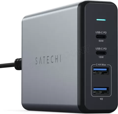 Photo de Chargeur secteur Satechi Pro 2x ports USB-A + 2x ports USB-C 108W (Gris)