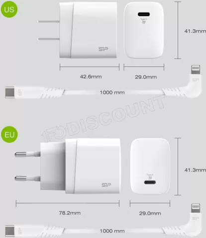 Photo de Chargeur secteur Silicon Power Boost Charger QM10 Combo 1x port USB-C 18W (Blanc)