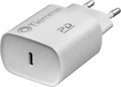 Photo de Chargeur secteur Tiemme 1 port USB 20W + Cable USB-C 1m (Blanc)