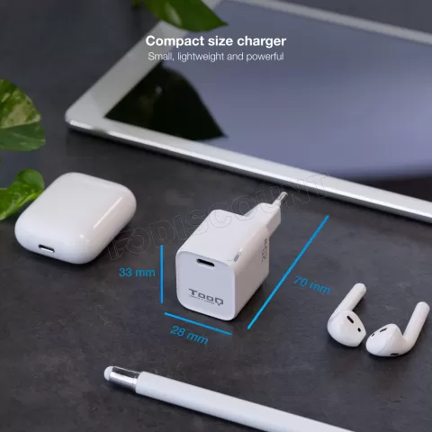 Photo de Chargeur secteur TooQ 1 port USB-C 20W (Blanc)