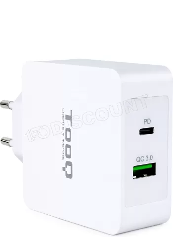 Photo de Chargeur secteur TooQ 1x port USB-A + 1x port USB-C 48W (Noir)