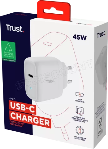 Photo de Chargeur secteur Trust Maxo 1x port USB-C - 45W (Blanc)