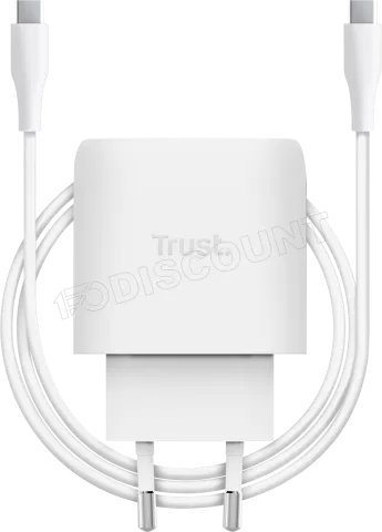Photo de Chargeur secteur Trust Maxo 1x port USB-C - 45W- Cable 2m inclus (Blanc)