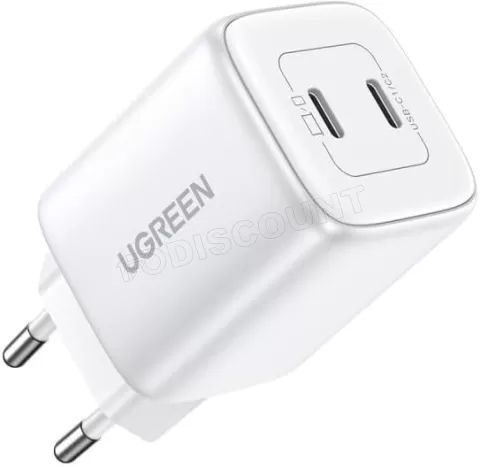 Photo de Chargeur secteur UGreen CD294 2x USB-C 45W (Blanc)