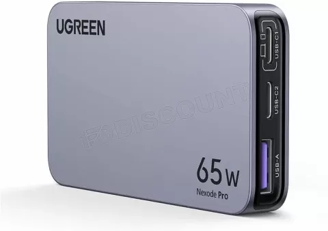 Photo de Chargeur secteur Ugreen Nexode Pro 1x USB-A + 2x USB-C 65W (Gris)