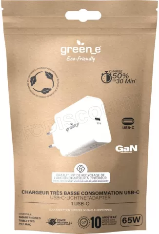 Photo de Chargeur secteur Universel Green-e USB-C - 65W (Blanc)