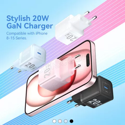 Photo de Chargeur secteur Vention GaN 1 port USB-C 20W (Blanc)