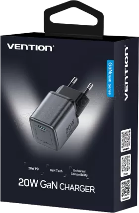 Photo de Chargeur secteur Vention USB-C 20W (Noir)
