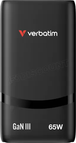 Photo de Chargeur secteur Verbatim Fold'n'Go GaN 2x USB-C 65W (Noir)