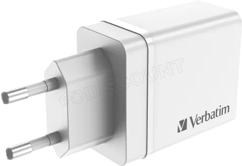 Photo de Chargeur secteur Verbatim GaN 3x ports USB-A + 1x port USB-C 30W (Blanc)