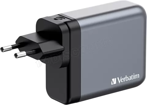 Photo de Chargeur secteur Verbatim GNC 1x port USB-A + 3x ports USB-C 140W (Noir)